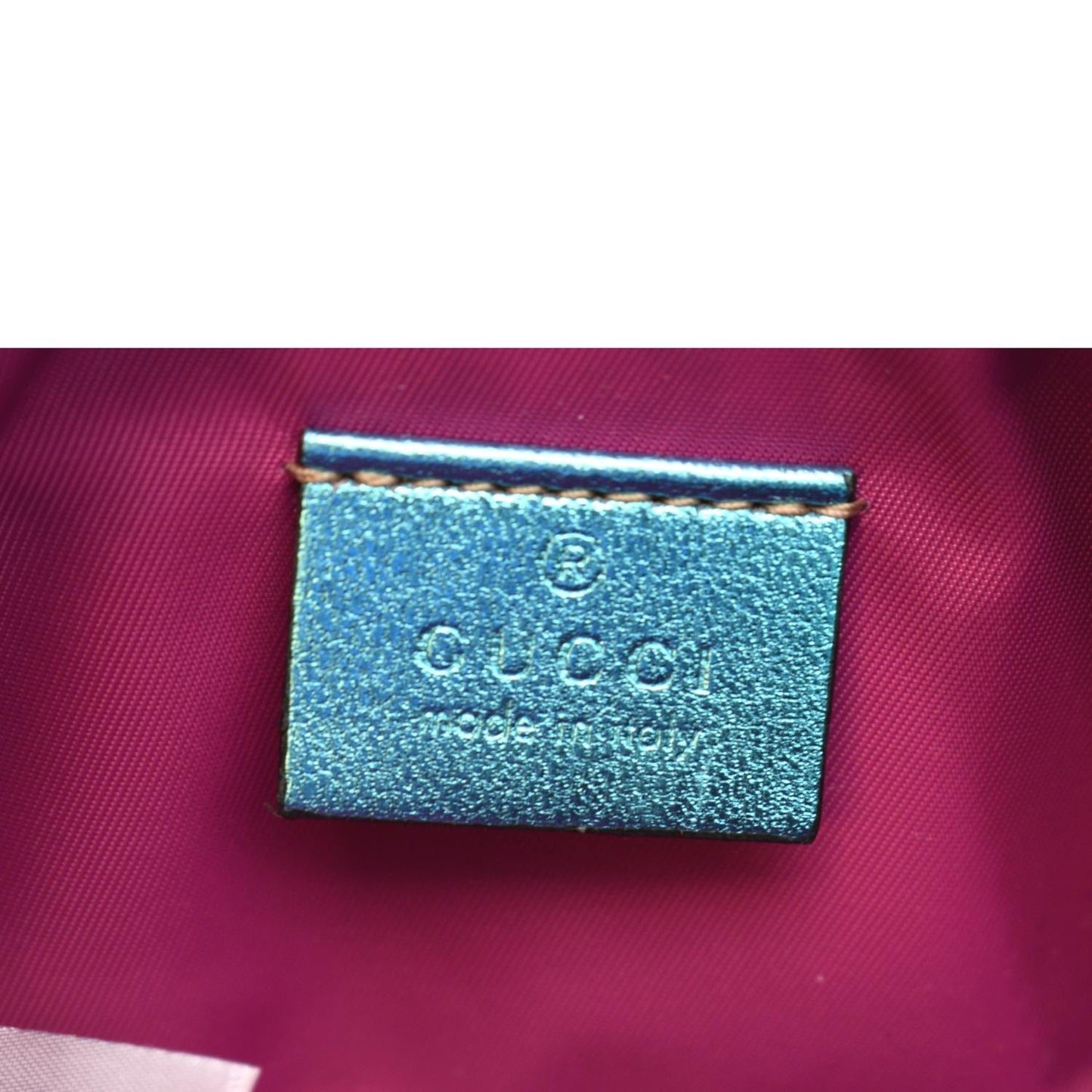 Gucci Kid's Glitter Butterfly Leather Shoulder Bag Metallic Blue 648809