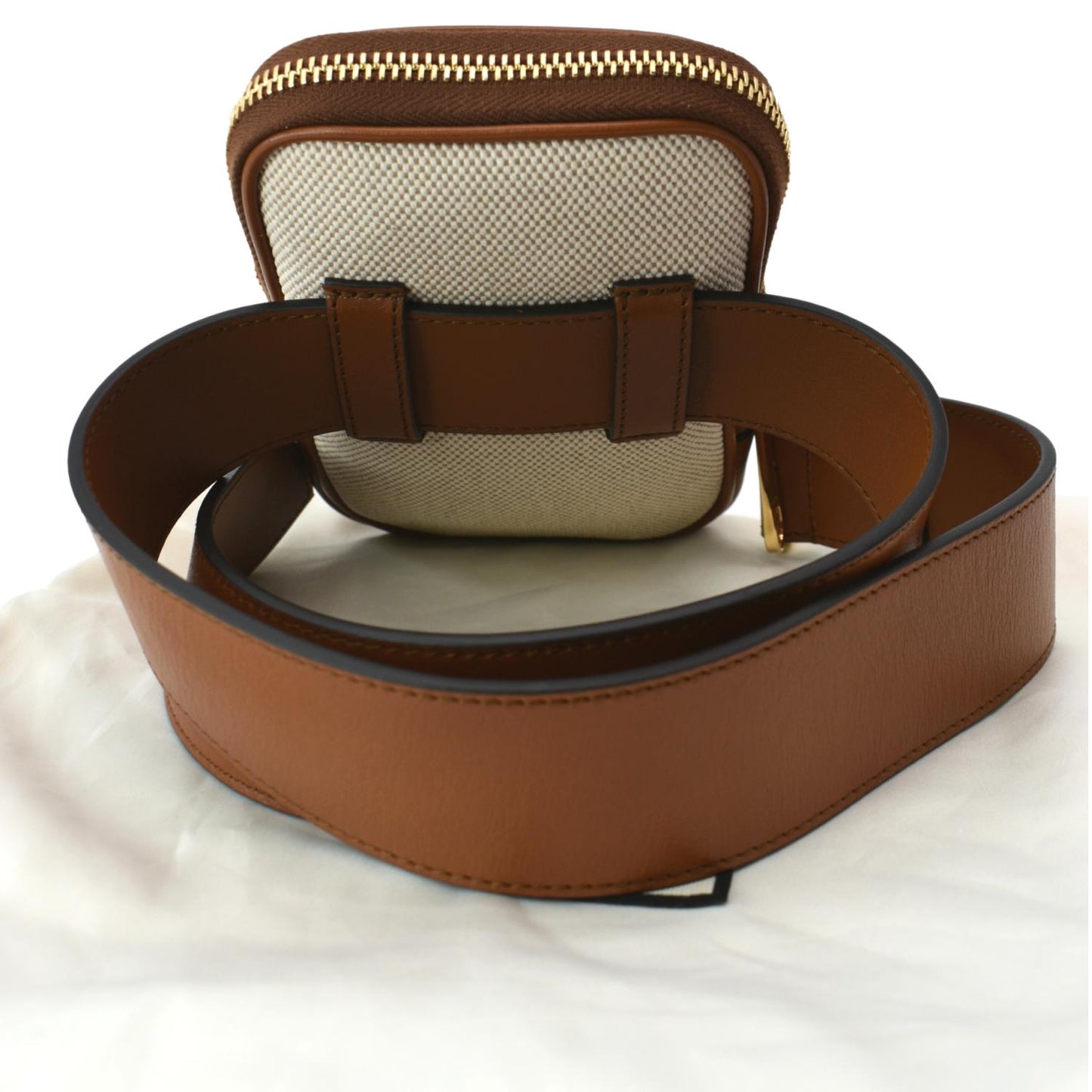 GUCCI Phone Case Vintage Canvas Belt Bag Dark Brown 581519