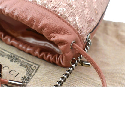 GUCCI GG Marmont Sequin Bucket Crossbody Bag Pink 575163