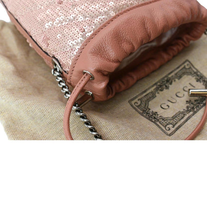 GUCCI GG Marmont Sequin Bucket Crossbody Bag Pink 575163