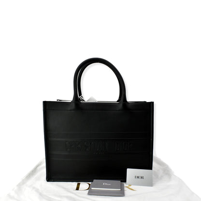 CHRISTIAN DIOR Medium Dior Book Calfskin Tote Bag Black