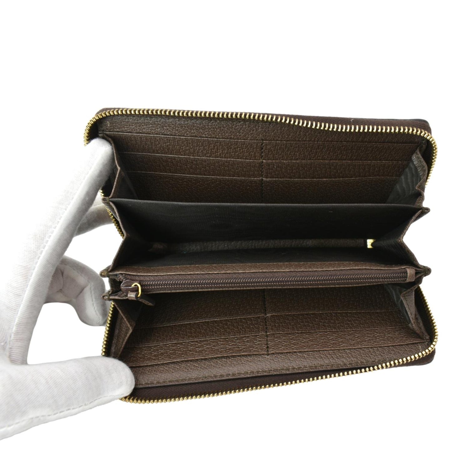 GUCCI Ophidia GG Supreme Canvas Zip Wallet Beige 523154