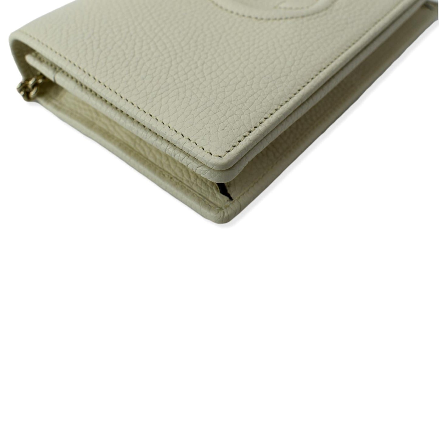 GUCCI Mini Soho Leather Wallet On Chain Crossbody Bag Ivory 598211