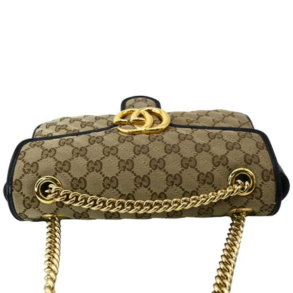 GUCCI GG Marmont Small Matelasse Canvas Shoulder Bag Black 443497