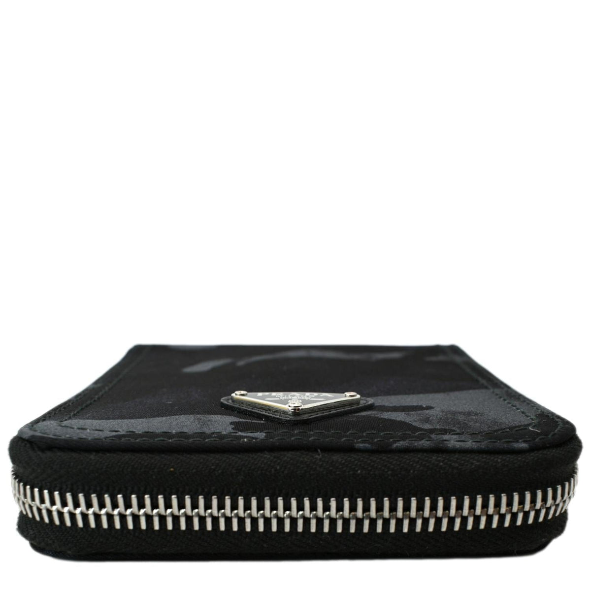 PRADA Camouflage Leather Zip Around Wallet Black