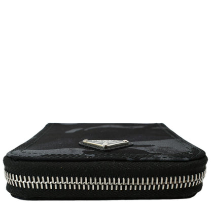PRADA Camouflage Leather Zip Around Wallet Black