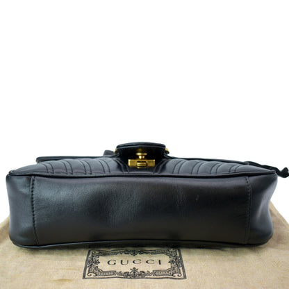 GUCCI GG Marmont Small Matelasse Leather Crossbody Bag Black 443497