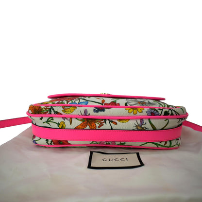 GUCCI Flora Canvas Tote Shoulder Bag Pink 550147