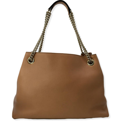 GUCCI Soho Pebbled Leather Chain Shoulder Bag 308982 Beige
