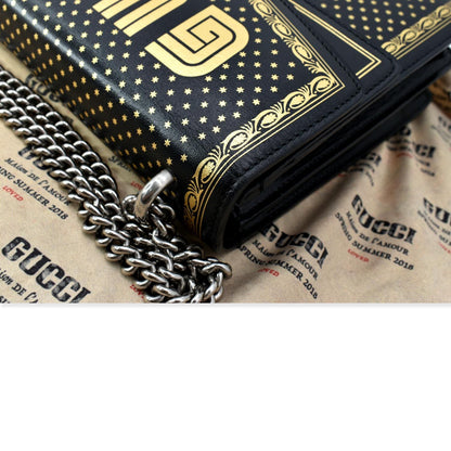 GUCCI Guccy Dionysus Medium Star Print Leather Shoulder Bag Black 400235