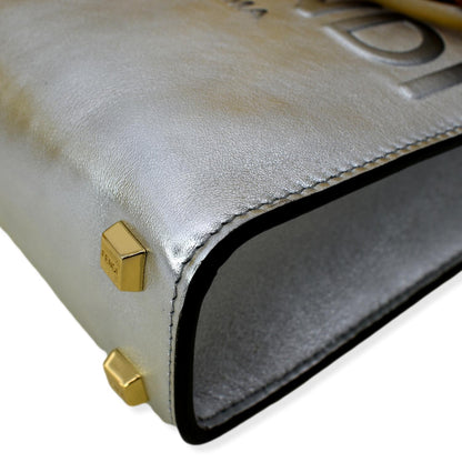 FENDI Mini Sunshine Plexiglass Laminated Leather Shopper Tote Crossbody Bag Silver - Hot Deals