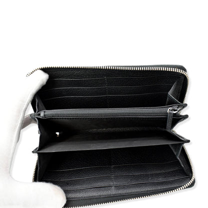 GUCCI Logo Zip Around Leather Wallet Black 408831