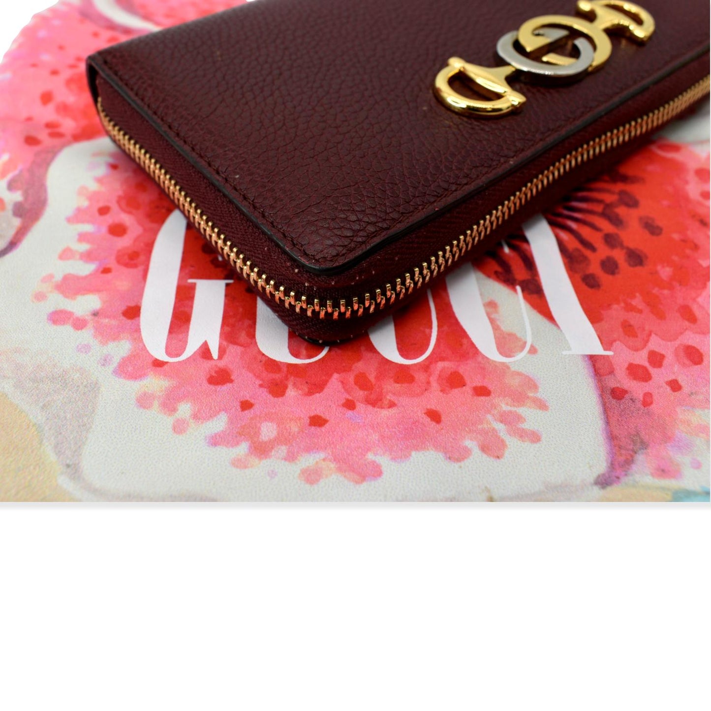 Gucci Zumi Zip Around Grainy Leather Wallet Bordeaux 570661