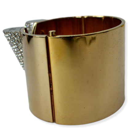 LOUIS VUITTON Crystal Essential V Strass Cuff Bracelet Gold