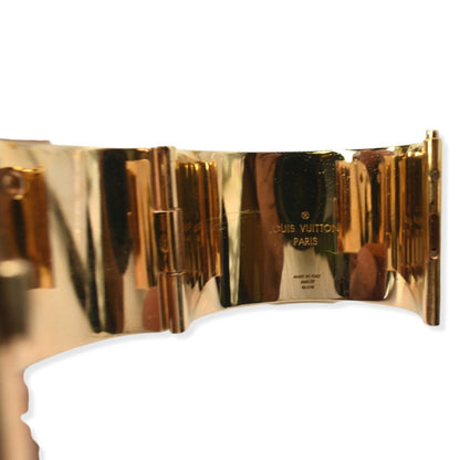 LOUIS VUITTON Crystal Essential V Strass Cuff Bracelet Gold