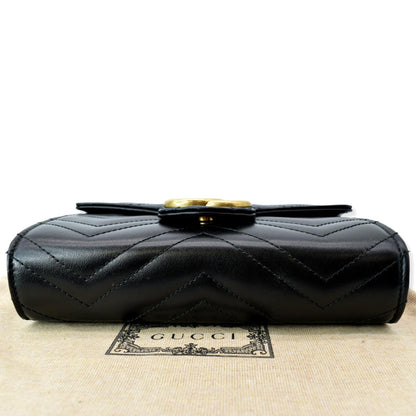 GUCCI GG Marmont Mini Matelasse Leather Crossbody Bag Black 474575