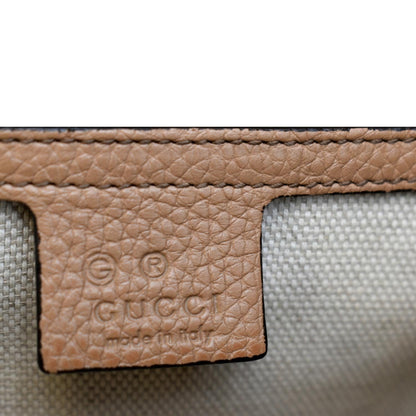 GUCCI Soho GG Flap Leather Chain Crossbody Bag Rose Beige 536224