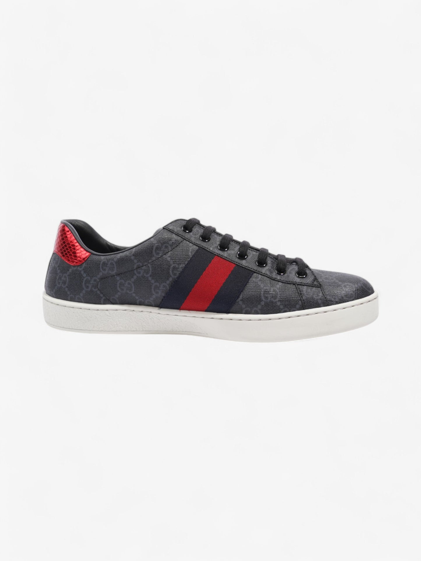 Gucci Ace GG Supreme Sneakers Black / Red / Navy Canvas EU 43.5 UK 9.5