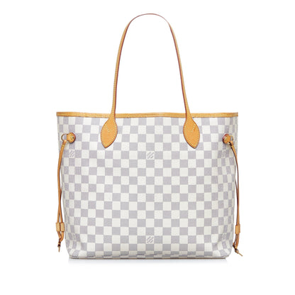 White Louis Vuitton Damier Azur Neverfull MM Tote Bag