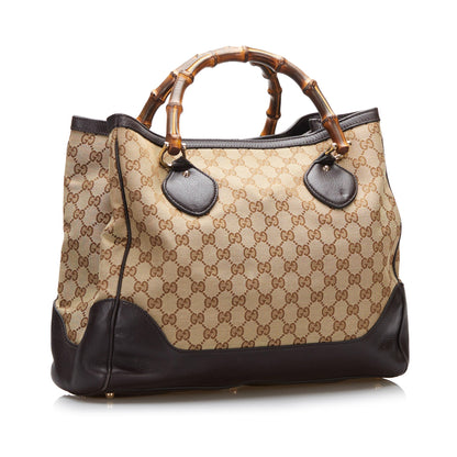 Gucci Bamboo GG Canvas Diana Tote Bag