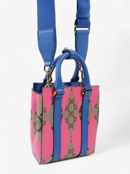 Gucci Rhombus Printed GG Blue / GG Supreme / Pink Canvas Mini