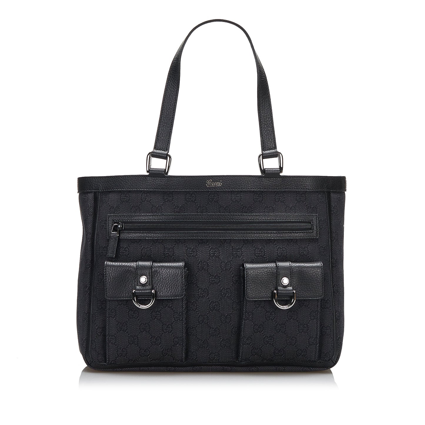 Gucci Abbey D-Ring Tote Bag Black GG Canvas