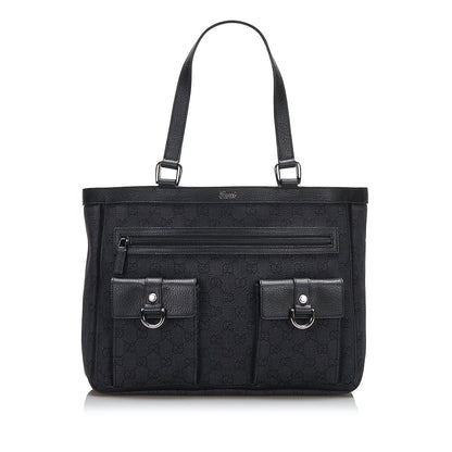 Gucci Abbey D-Ring Tote Bag Black GG Canvas