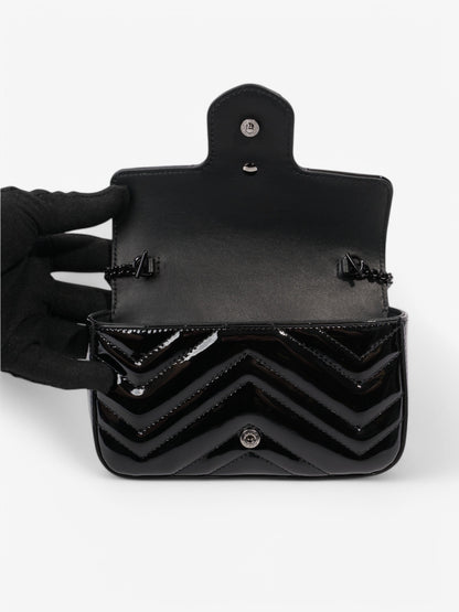 Gucci GG Marmont Black Patent Leather Super Mini
