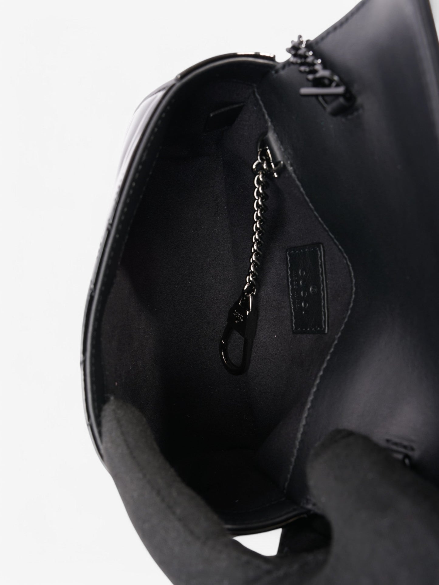 Gucci GG Marmont Black Patent Leather Super Mini