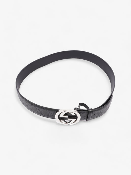 Gucci Interlocking GG Belt Black / Silver Leather 100cm / 40"