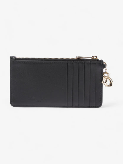 Christian Dior Lady Dior Card And Coin Wallet Black Lambskin Leather