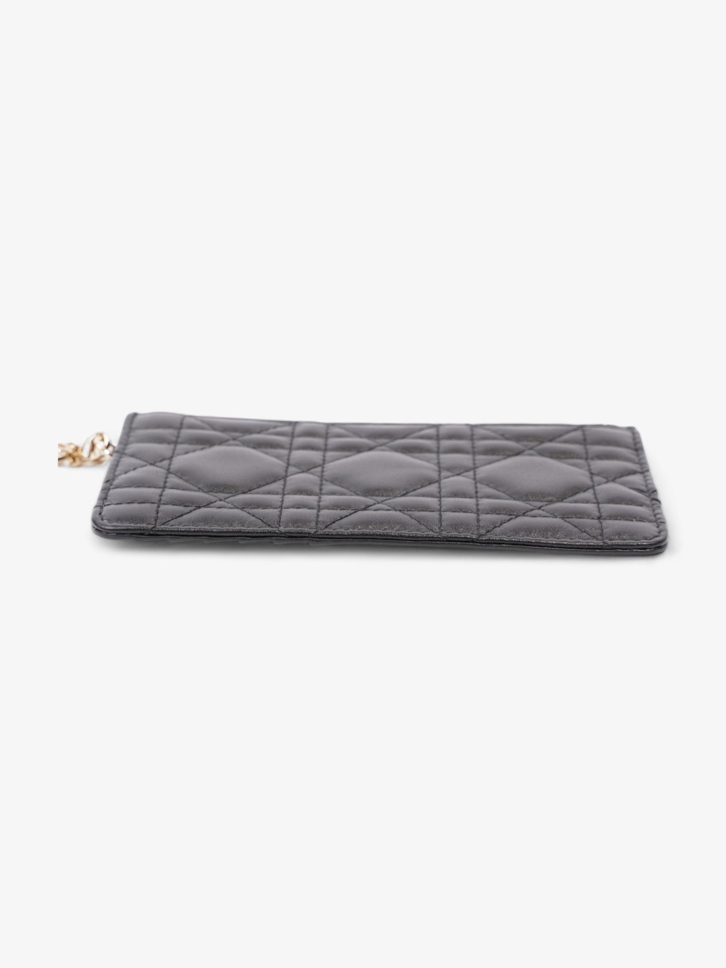 Christian Dior Lady Dior Card And Coin Wallet Black Lambskin Leather