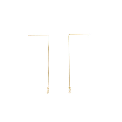 Saint Laurent/YSL Logo Dropped Earrings Gold Tone