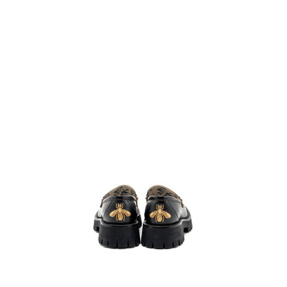 Gucci size 37 LEATHER LUG SOLE HORSEBIT LOAFER Black