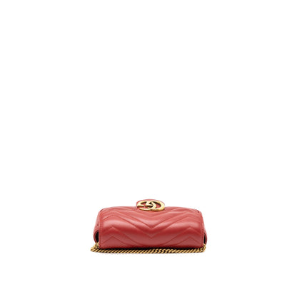 Gucci GG Marmont Super Mini Bag Matelassé Calfskin Red Brushed