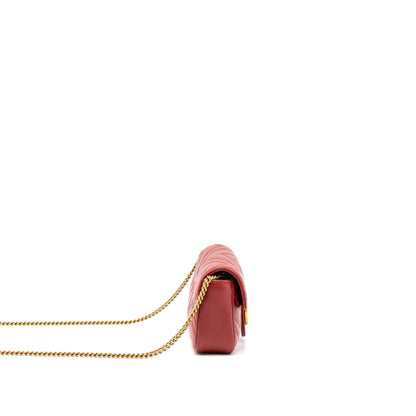 Gucci GG Marmont Super Mini Bag Matelassé Calfskin Red Brushed