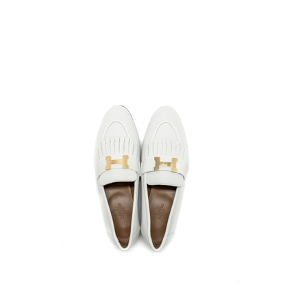 Hermes Size 37 Mocassin Royal Loafer Calfskin White