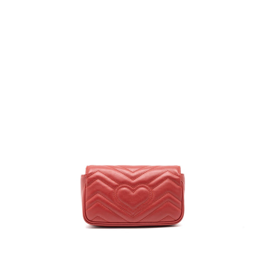 Gucci GG Marmont Super Mini Bag Matelassé Calfskin Red Brushed