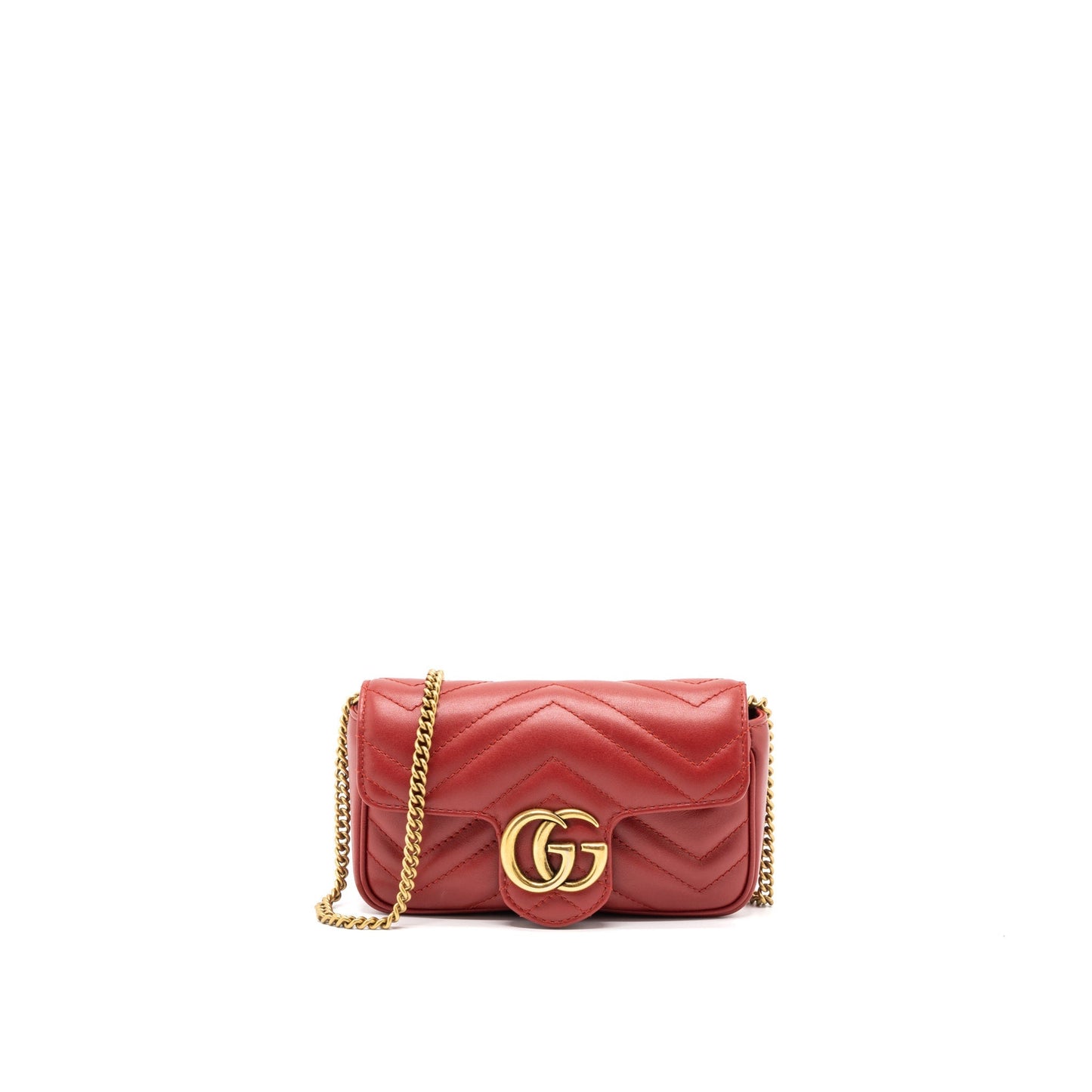 Gucci GG Marmont Super Mini Bag Matelassé Calfskin Red Brushed