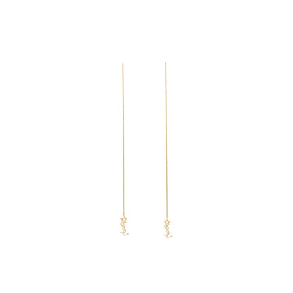 Saint Laurent/YSL Logo Dropped Earrings Gold Tone