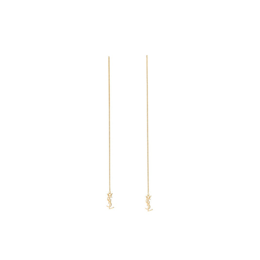 Saint Laurent/YSL Logo Dropped Earrings Gold Tone
