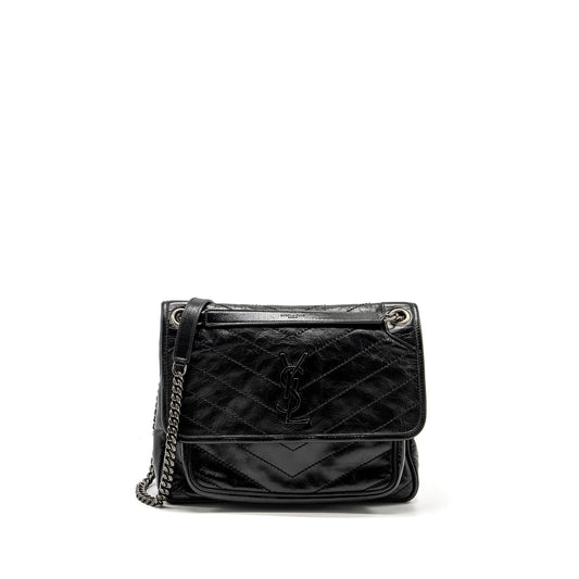Saint Laurent Medium Niki Calfskin Black Ruthenium Hardware