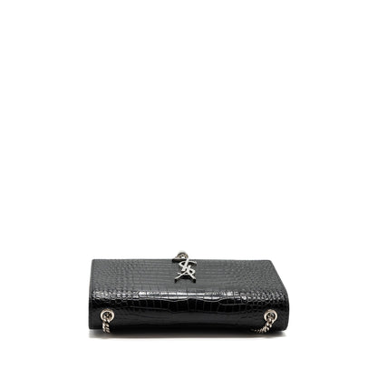 Saint Laurent/YSL Kate Tassel Croc-embossed calfskin Black SH