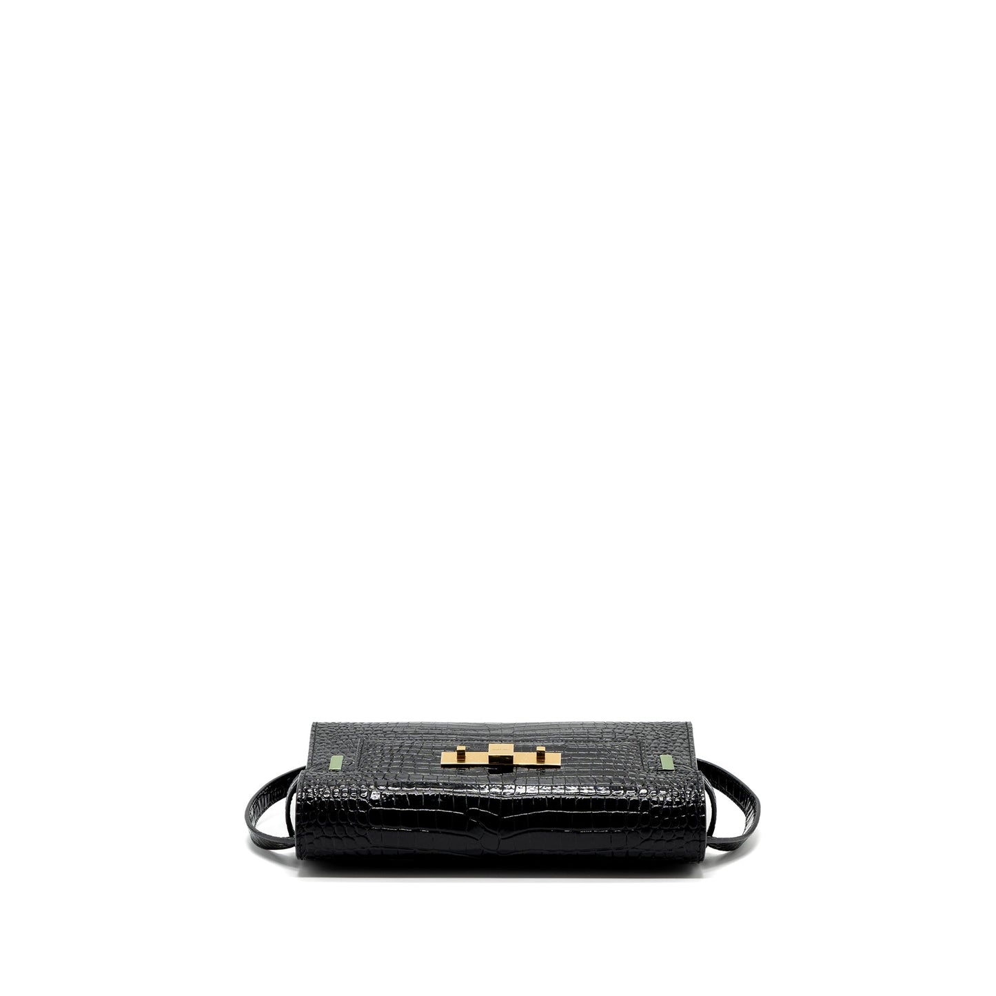 Saint Laurent Manhattan Shoulder Bag Crocodile-Embossed Black GHW
