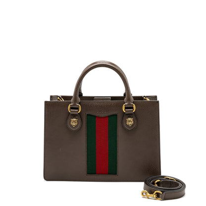 Gucci top handle tote bag calfskin dark brown