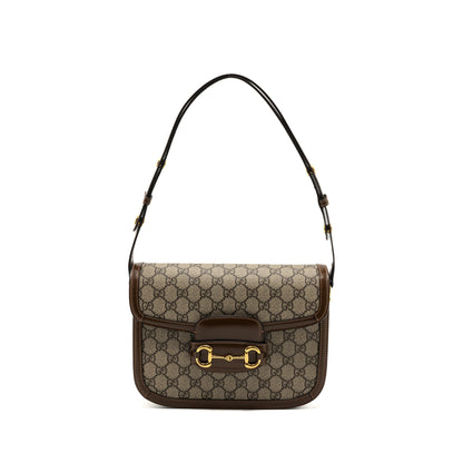Gucci Horsebit 1955 Shoulder Bag GG Supreme Canvas/ Leather Brown