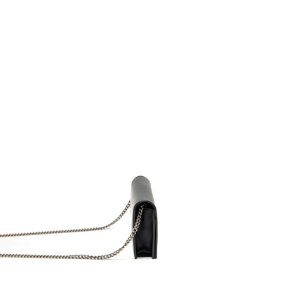 Gucci flap wallet on chain calfskin black SHW