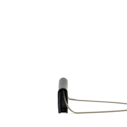 Gucci flap wallet on chain calfskin black SHW