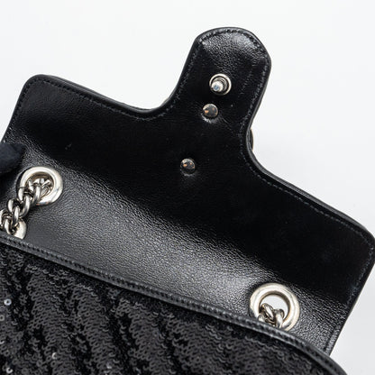 Gucci Mini GG Marmont Matelasse Bag Sequin Black SHW