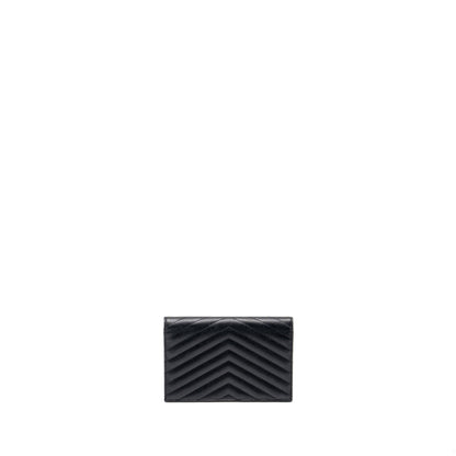 Saint Laurent Envelope Wallet on Chain Grained Calfskin Black SHW